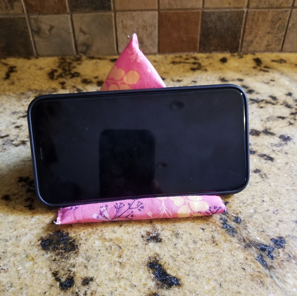 Pillow Fabric Phone Stand Holder Pink Handmade